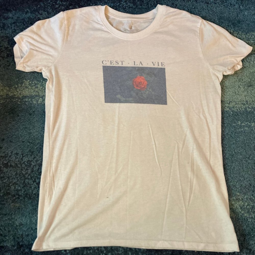 White C'est La Vie French Shirt, size XS